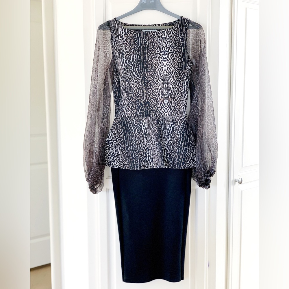 CHIARA BONI La Petite Robe Hasana Sheer Leopard Print Peplum Dress - Picture 5 of 14